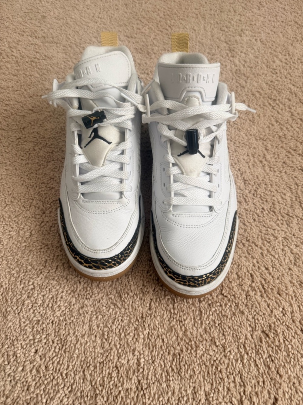 Jordan Kids' White, Black & Gold Low-Top Sneakers